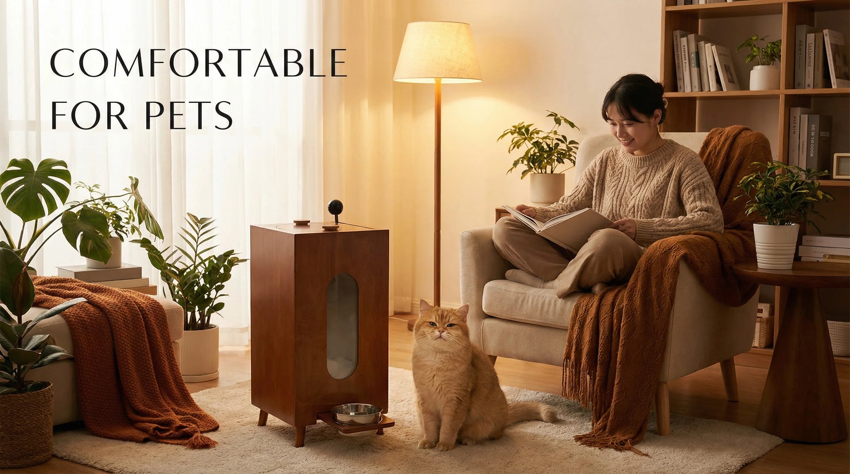 Wholesale Walnut-Wood Pet Feeder | Large Capacity Gravity Food Dispenser | Manual Portion Control for Cats & Dogs-3