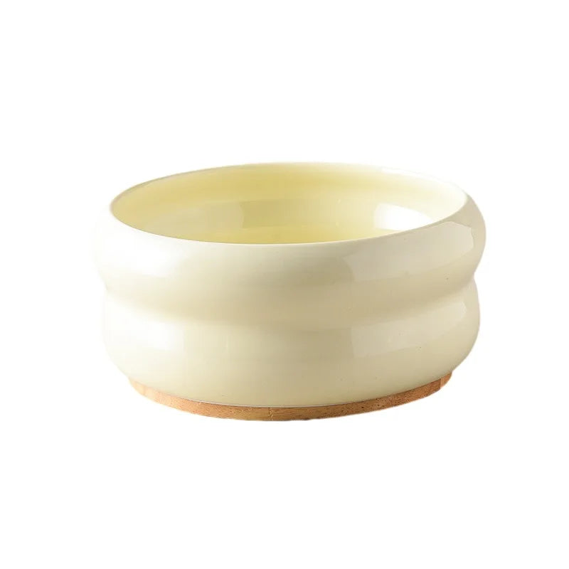 Custom Logo Ceramic Pet Bowl Elevated Protective Cervical Cat Dog Double Water Food Bowl with Wood Plank-12