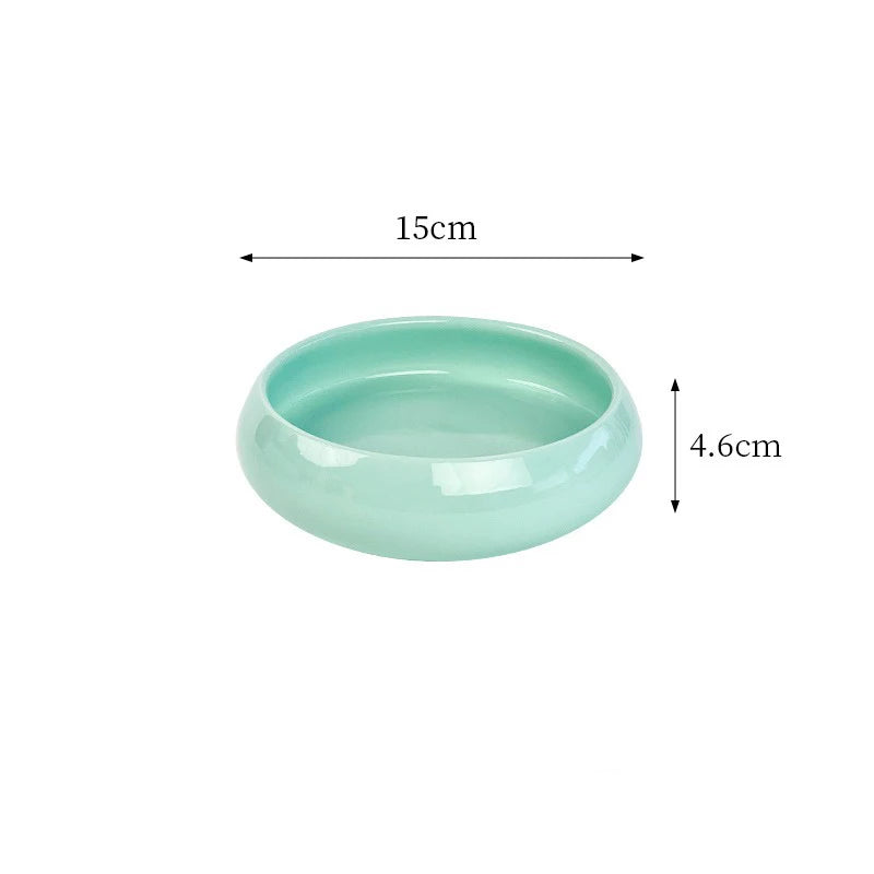 Custom Logo Ceramic Pet Bowl Elevated Protective Cervical Cat Dog Double Water Food Bowl with Wood Plank-21