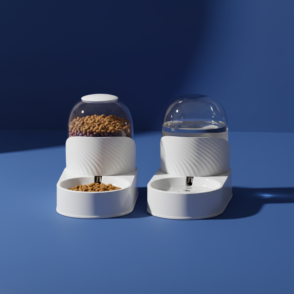 Bebedero y Comedero - Fondo Azul Royal