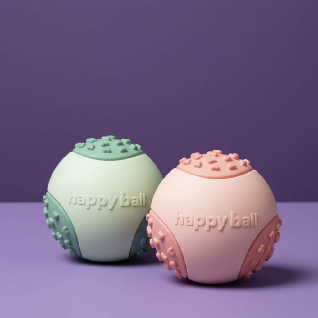 Happy Ball Verde y Rosa - Fondo Morado
