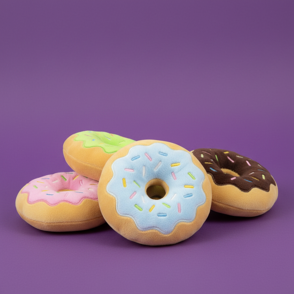Juguete Donut Peluche 4 Colores - Fondo Morado