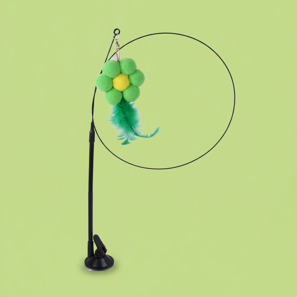 Juguete Gato Flor Verde - Fondo Lime