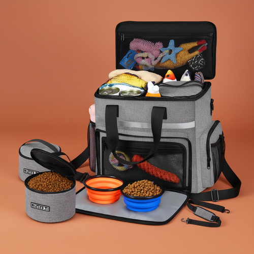 Kit de Viaje para Mascotas - Fondo Terracota