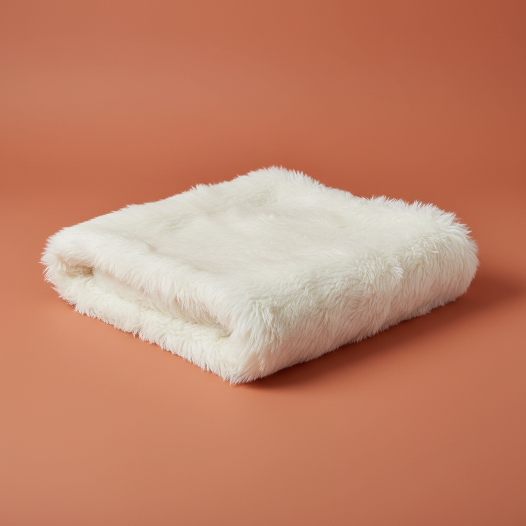 Manta Faux Fur Blanca - Fondo Terracota