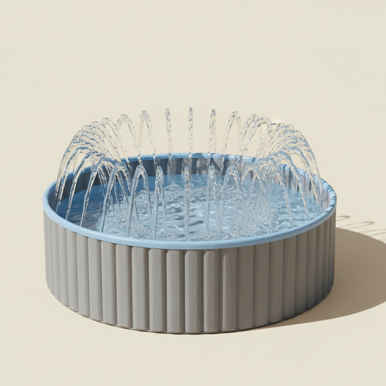 Piscina Gris con Chorros de Agua