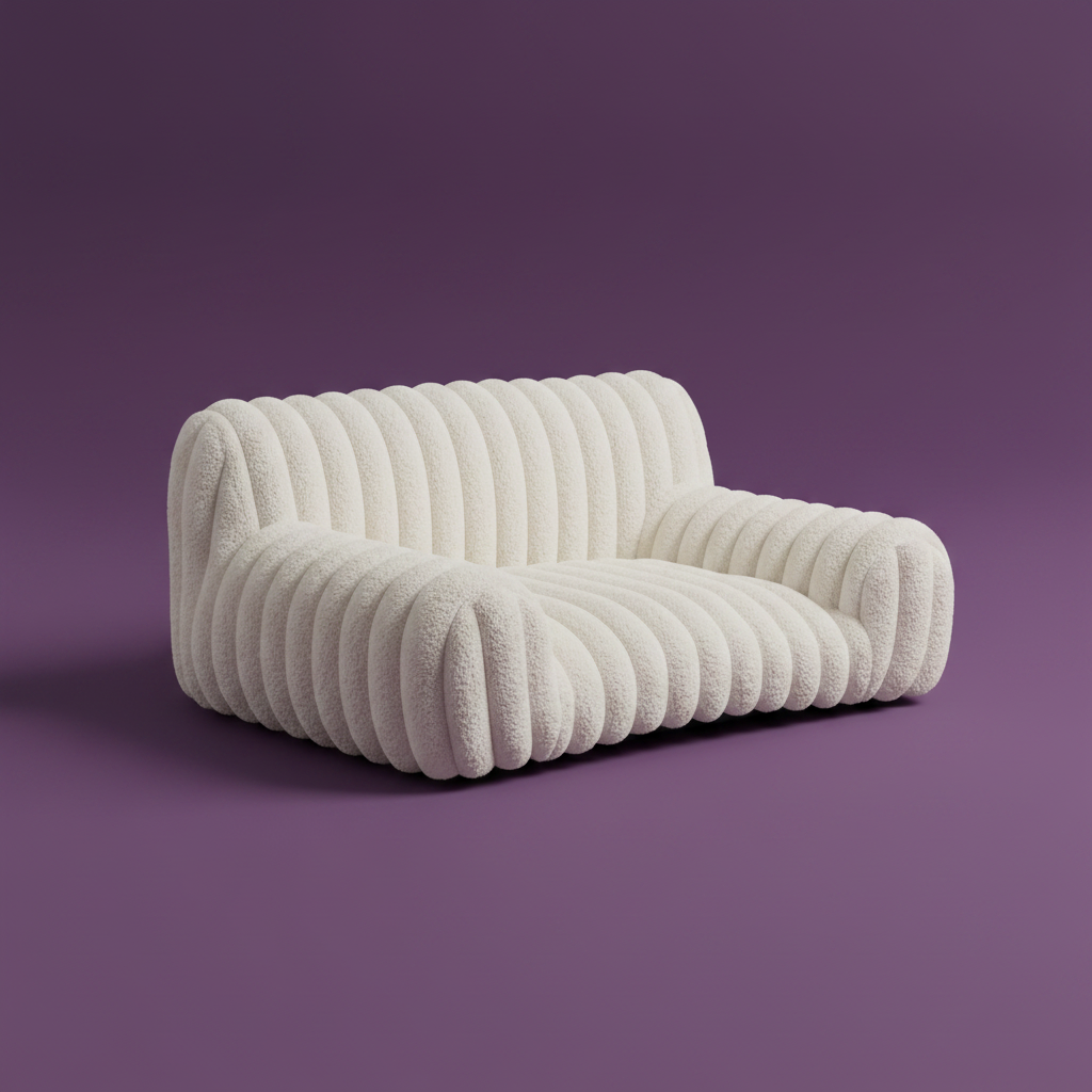 Sofá Acanalado Crema - Fondo Morado