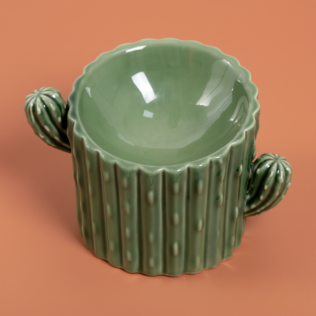 Tazón Cactus Cerámico - Fondo Terracota